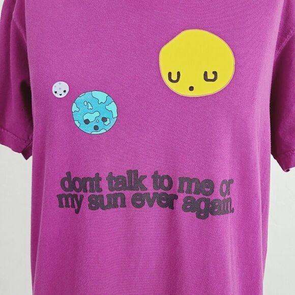 Lonely Ghost T-Shirt S Purple Knit Don't Talk To Me Or My Sun Ever Again Tee Top - Picture 2 of 6